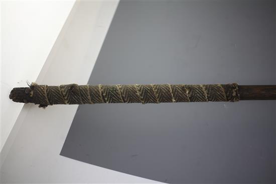 A rare 17th/18th century left handed spur toed golf club, length 42.5in.